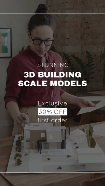 Detailed Building Scale Models And Maquette With Discount Offer TikTok Video tervezősablon