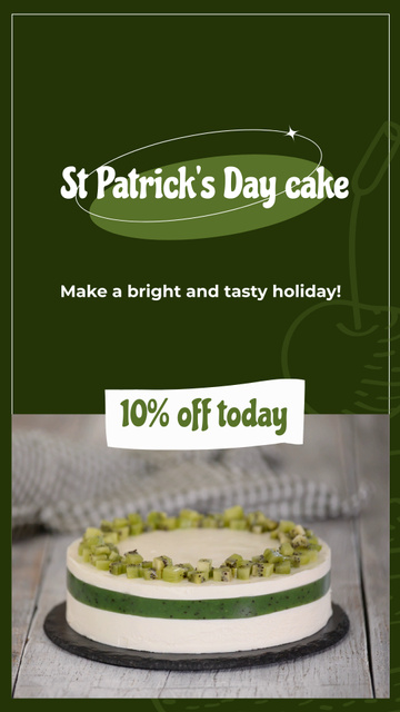 Designvorlage Tasty Cake With Discount On Patrick’s Day für Instagram Video Story