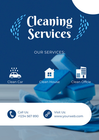 Oferta de Serviços de Limpeza com Suprimentos Poster Modelo de Design