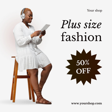 Trendy Plus Size Clothing Ad Online Twitter Post Template