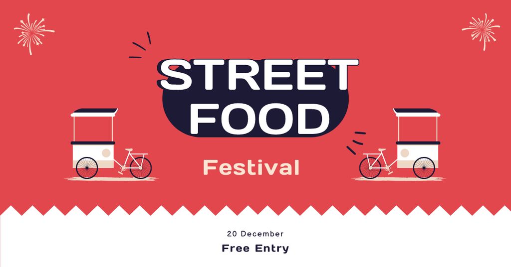 Street Food Festival Announcement with Carts Facebook AD Design Template