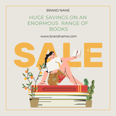 Book Sale Ad With Illustration Instagram Design Template