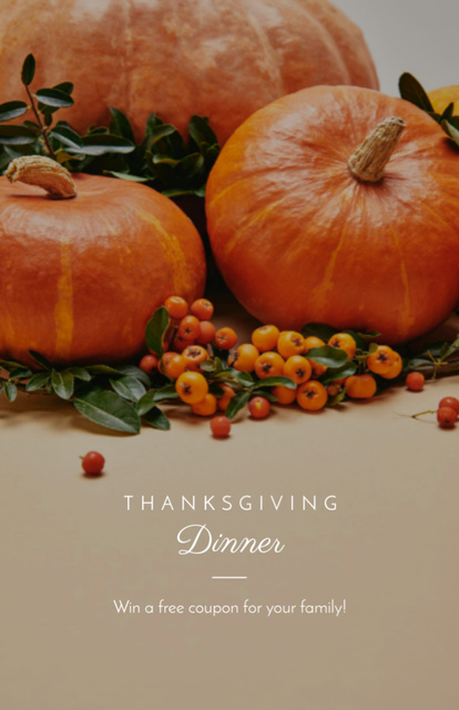 Thanksgiving Dinner with Pumpkins Flyer 5.5x8.5in Design Template