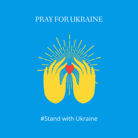 Ilustrace rukou se srdcem na podporu Ukrajiny Instagram Šablona návrhu