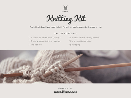 Ontwerpsjabloon van Poster 18x24in Horizontal van Luxurious Knitting Kit Sale Offer with Spools of Threads