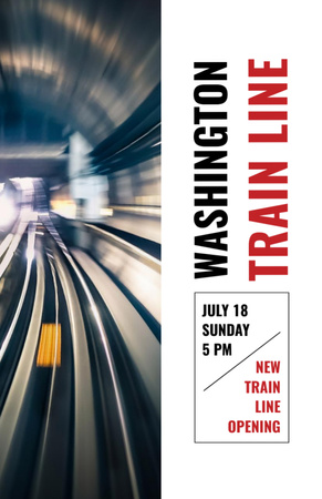 Train Line Opening Announcement With Tunnel Invitation 5.5x8.5in Design Template