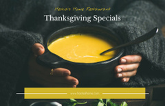 Thanksgiving Special Menu with Tasty Vegetable Soup in Bowl