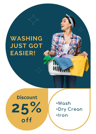 Szablon projektu Discount Offer for Laundry Services with Woman Flayer