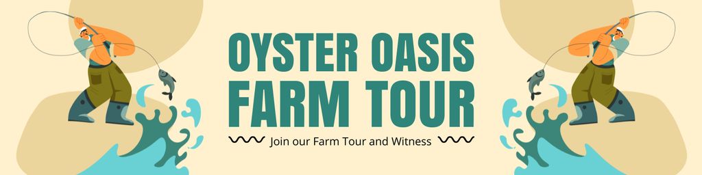 Ontwerpsjabloon van Twitter van Tour on Oyster Oasis Farm