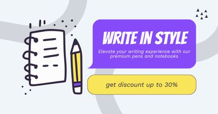 Stationery Store Offers On Products For Writing Facebook AD Design Template