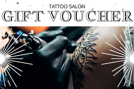 Designvorlage Tattoo-Salon-Service-Angebot mit Artwork-Muster für Gift Certificate
