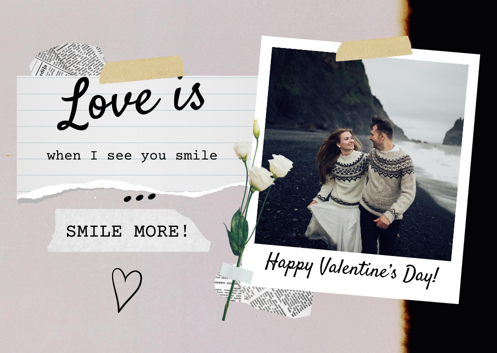 Szablon projektu Valentine's Phrase about Love with Couple on Beach Postcard
