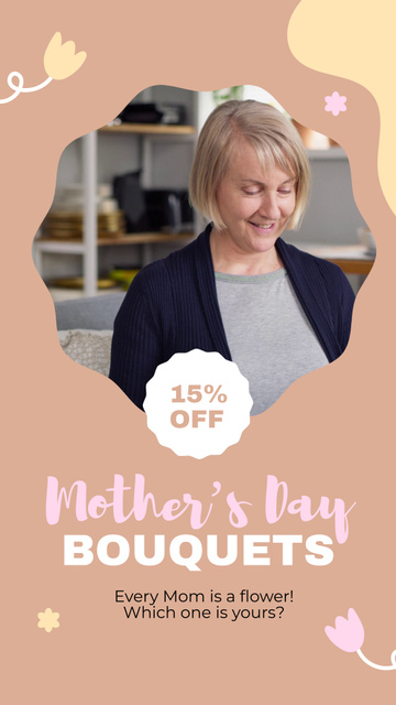 Roses Bouquets With Discount On Mother's Day Instagram Video Story Design Template