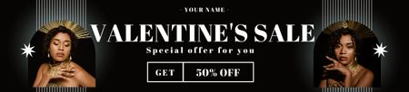 Valentine's Day Sale with Stylish African American Woman Ebay Store Billboard Design Template