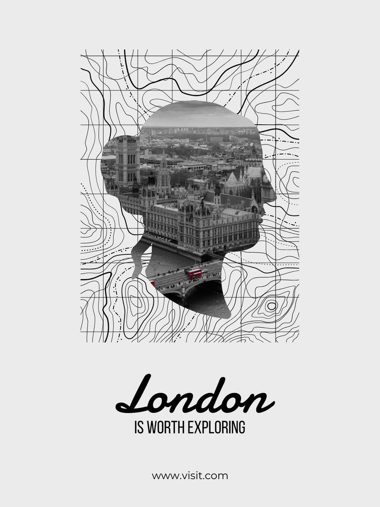 London Tour Announcement on White Poster US Design Template