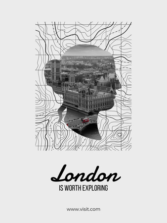 Designvorlage Ankündigung der London-Tour auf Weiß für Poster US