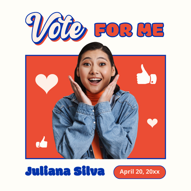Cute Young Asian Woman at Election Instagram AD Design Template