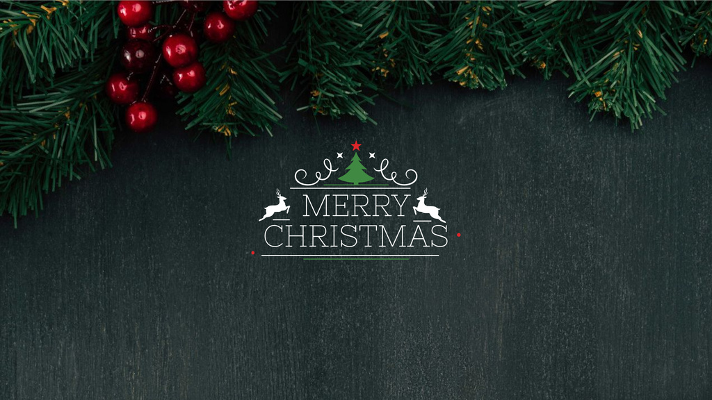 Christmas Greeting with Fir Tree Branches Youtube Design Template