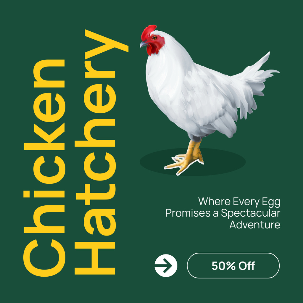 Ontwerpsjabloon van Instagram AD van Discount Offer of Eggs from Hatchery on Green
