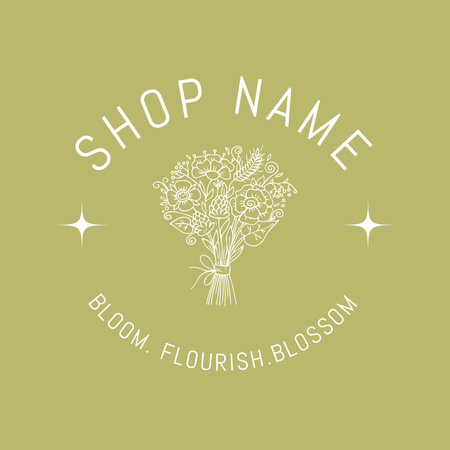 Promoção de loja de buquê de flores com slogan Animated Logo Modelo de Design