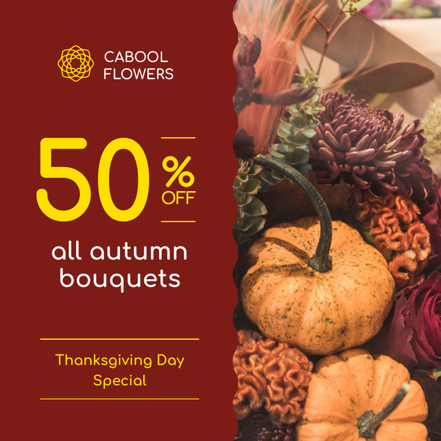 Designvorlage Thanksgiving Offer Decorative Pumpkins für Instagram