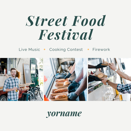 Customers near Booth on Street Food Festival Instagram tervezősablon