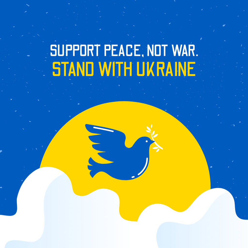 Dove on Background of Ukrainian Colors Instagramデザインテンプレート