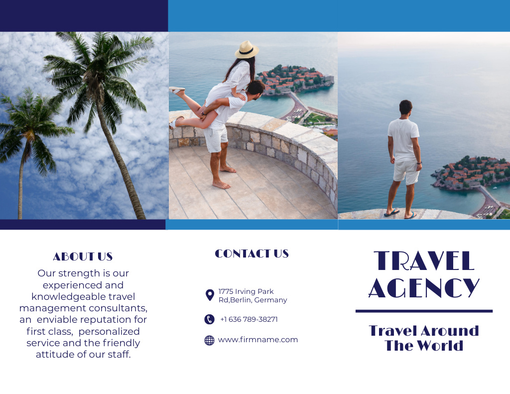 Offer of Exotic Tours with Couple in Love Brochure 8.5x11in Design Template