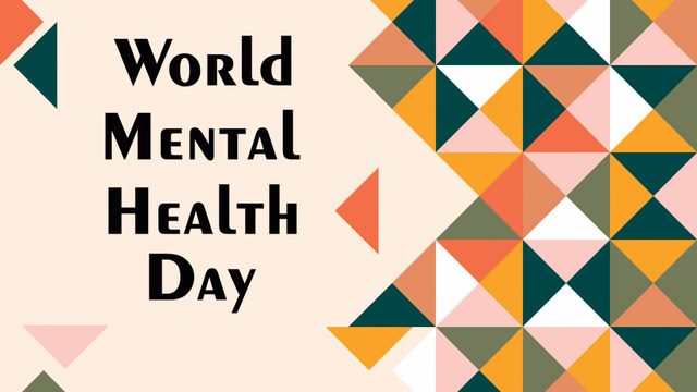 Happy World Mental Health Day with Geometric Pattern Zoom Background Modelo de Design