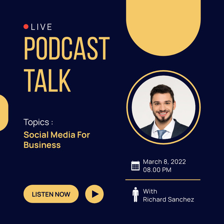 Professional Podcast about Social Media for Business Instagram Design Template