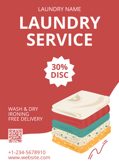 Ontwerpsjabloon van Flayer van Offer Discounts for Laundry Services on Red