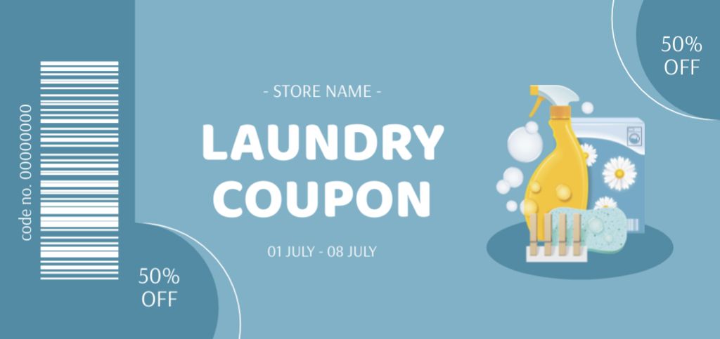 Offer Discounts on Laundry Service on Blue Coupon Din Large Πρότυπο σχεδίασης