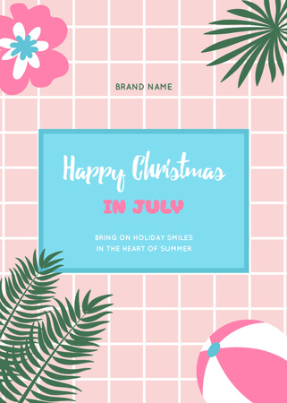 Exciting Christmas In July Salutations With Plants Postcard 5x7in Vertical Design Template