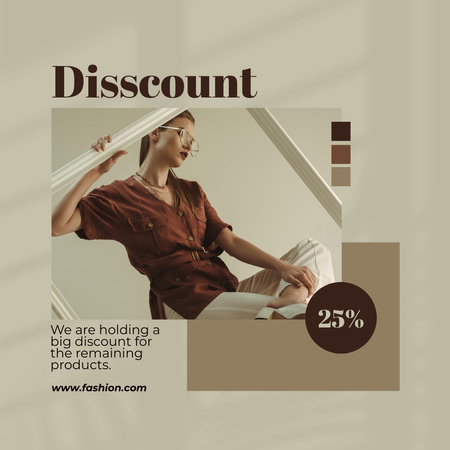 Discount Announcement With Attractive Young Woman Instagram Design Template