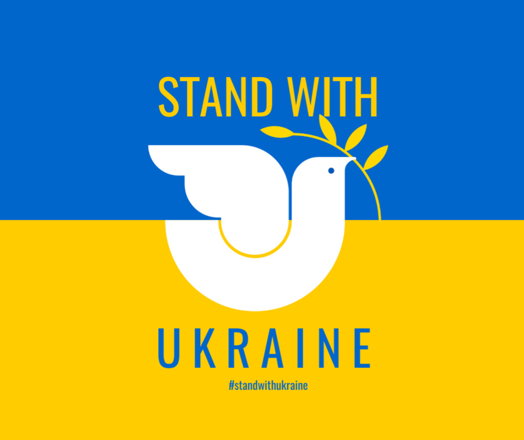 Pigeon with Phrase Stand with Ukraine Facebook Tasarım Şablonu