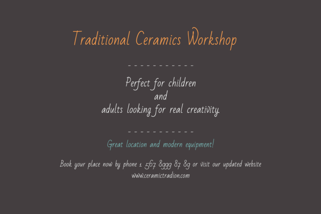 Traditional Ceramics Workshop Postcard 4x6in – шаблон для дизайну