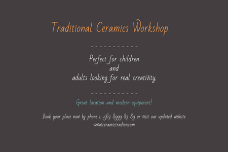 Traditional Ceramics Workshop promotion Postcard 4x6in Design Template