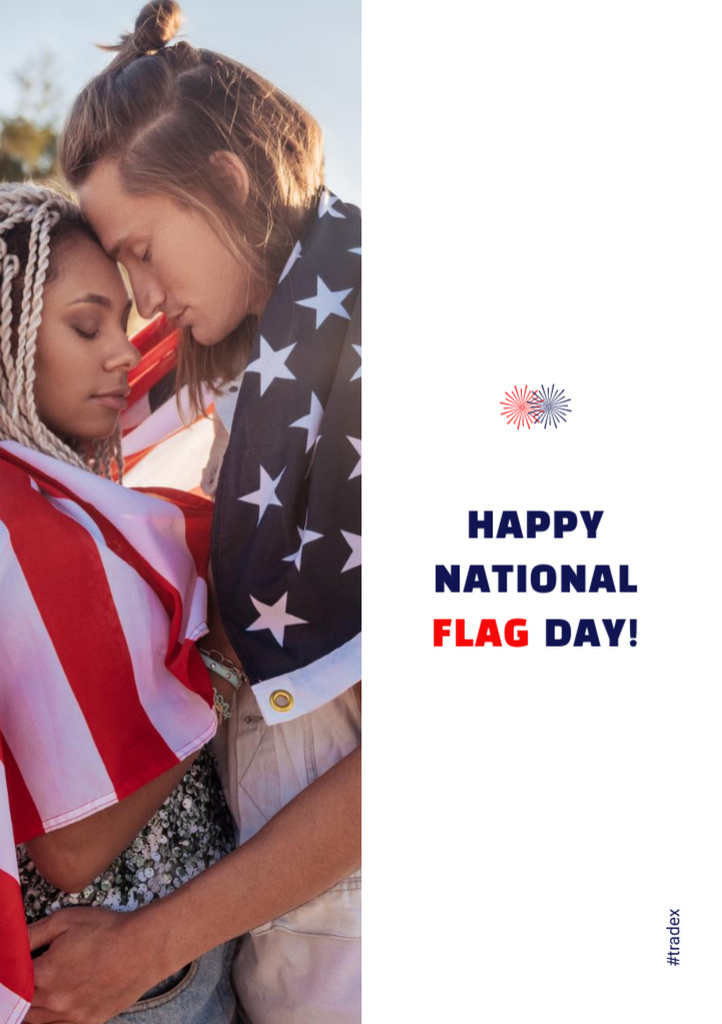 Template di design USA National Flag Day Announcement Postcard A5 Vertical