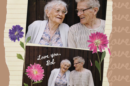 gyönyörű szerelem történet aranyos idősebb pár Mood Board tervezősablon