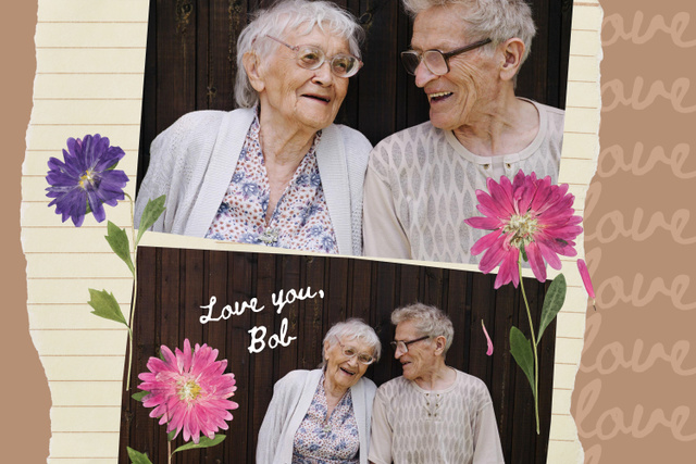 Designvorlage Wonderful Love Story with Cute Elder Couple für Mood Board