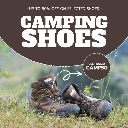 Plantilla de diseño de Oferta de Rebajas Zapatos Camping Instagram 