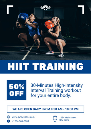 High-intensity Interval Training at Gym Poster Design Template