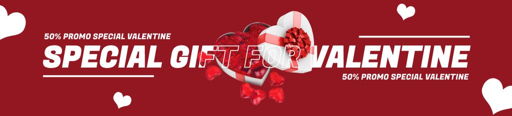 Valentine's Day Special Gift Offer with Hearts in Gift Ebay Store Billboard Design Template