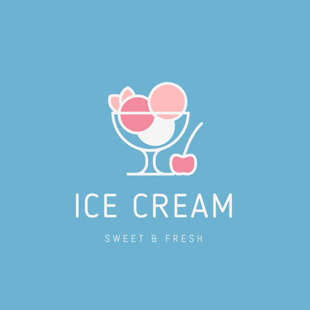 Different Ice Cream Balls in Bowl Logo Design Template