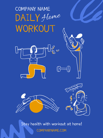 Platilla de diseño Exercises for Daily Workout at Home Poster US