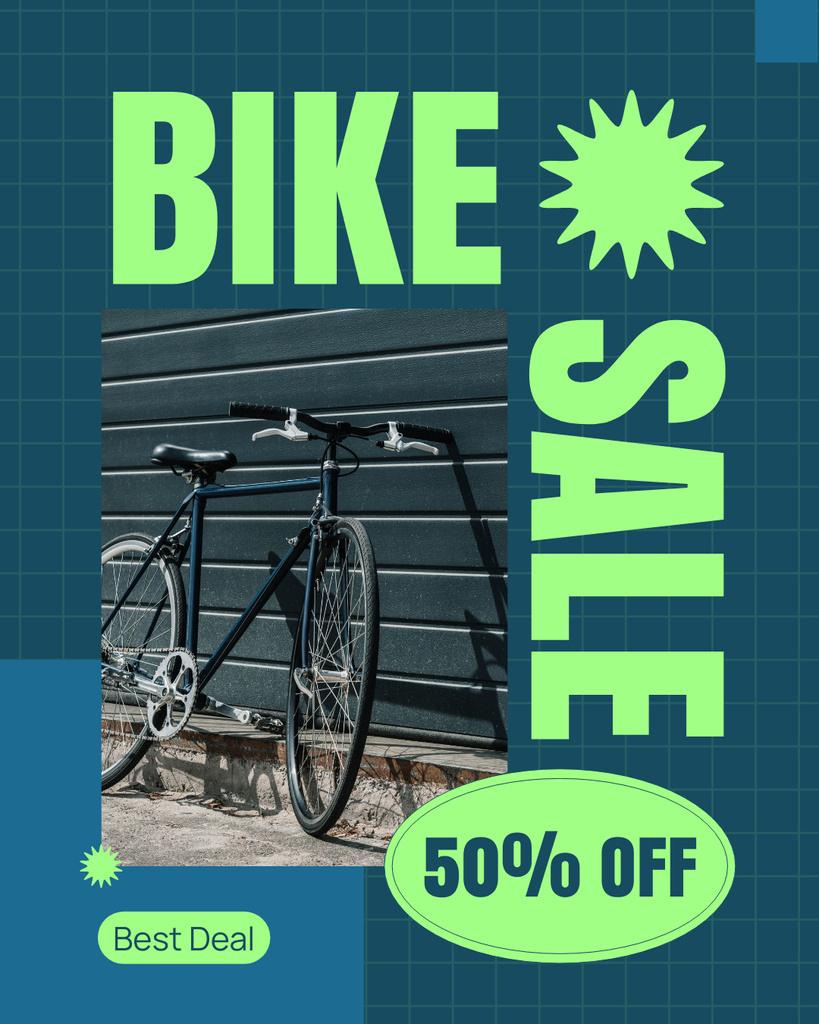 Platilla de diseño Bikes Sale Ad on Blue Green Instagram Post Vertical