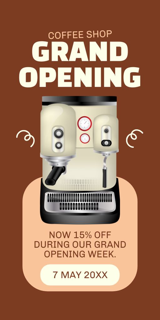 Affordable Coffee Drinks On Coffe Shop Grand Opening Day Graphic Šablona návrhu