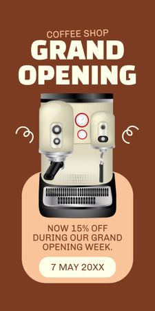 Template di design Bevande al caffè a prezzi accessibili il giorno dell'inaugurazione della caffetteria Graphic