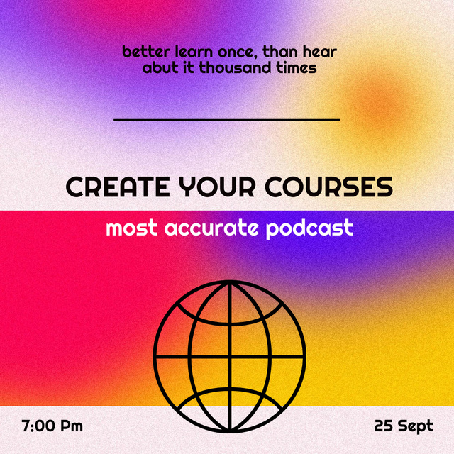 Podcast Topic Announcement about Educational Courses Instagram Πρότυπο σχεδίασης