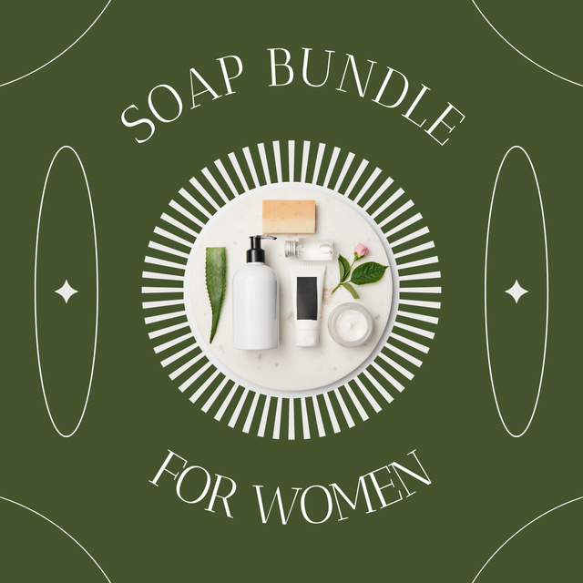 Soap Bundle for Women on Green Instagram Tasarım Şablonu